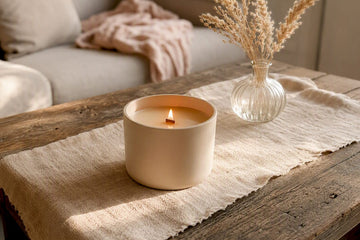 Candle first burn with fully melted wax pool
