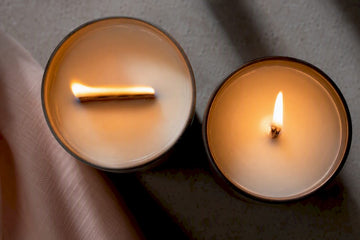 Wood and cotton candle wicks burning