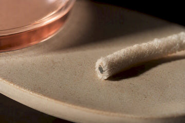 Macro view of a candle wick metallic core