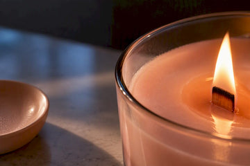 Colored wax and flame during candle burning