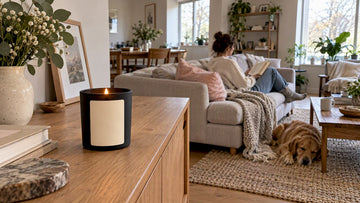 Wick of Hope candle in open living room