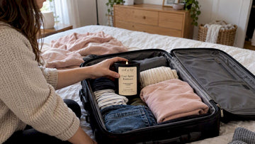 Wick of Hope candle packed in carry-on