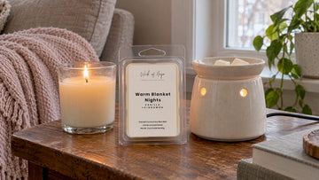 Wax melt warmer and candle side by side