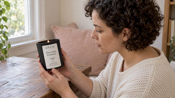 Shopper checking a natural candle label