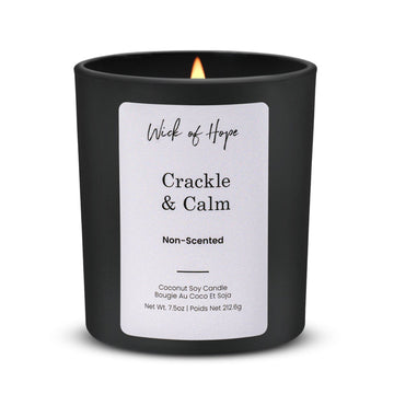 Crackle & Calm Unscented Candle — coconut soy wax, FSC wooden wick, no fragrance load.