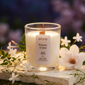 Blossoms at Dusk Mini candle, 3.7oz jasmine and magnolia coconut soy candle in clear glass