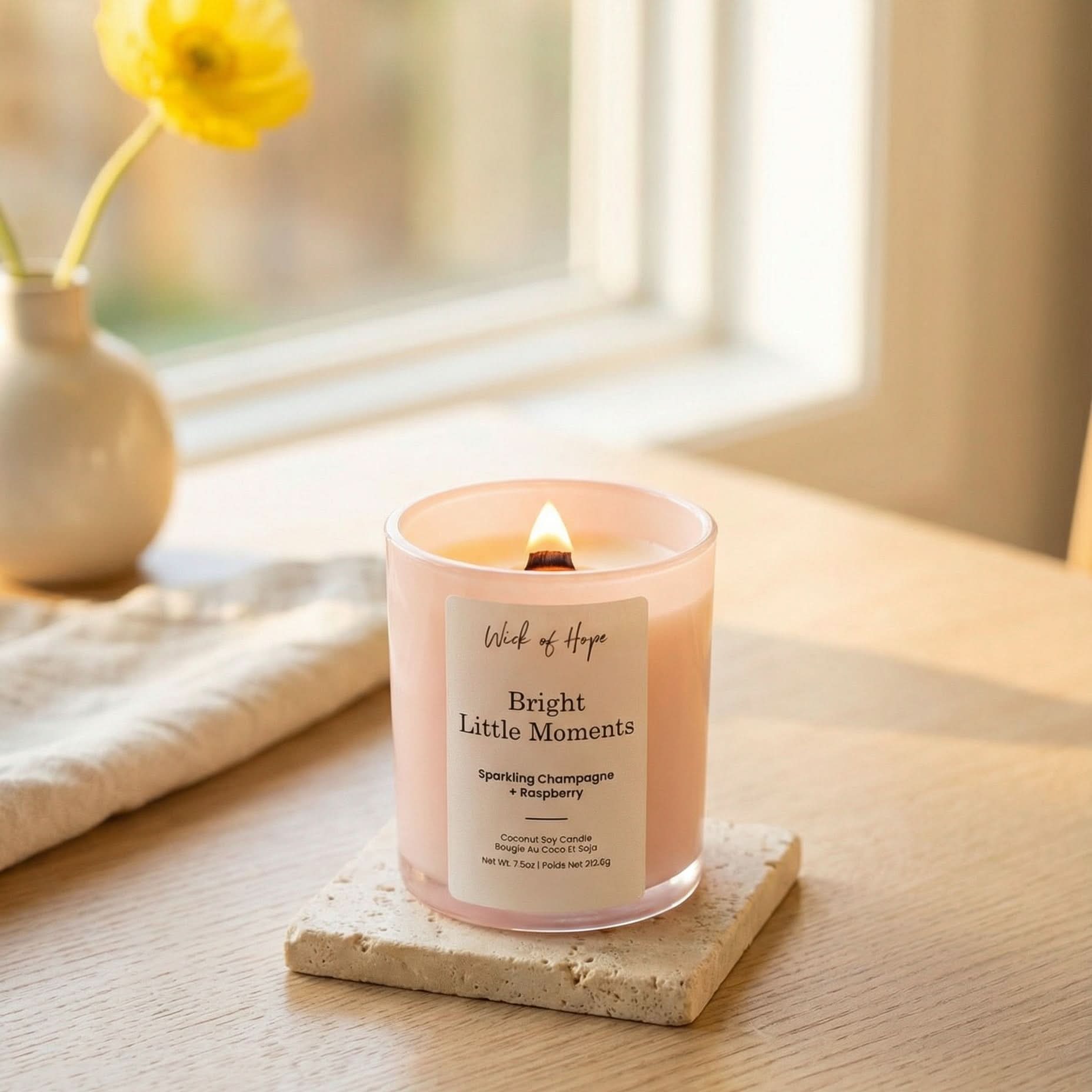 Bright Little Moments Candle | Champagne + Raspberry - Wick of Hope