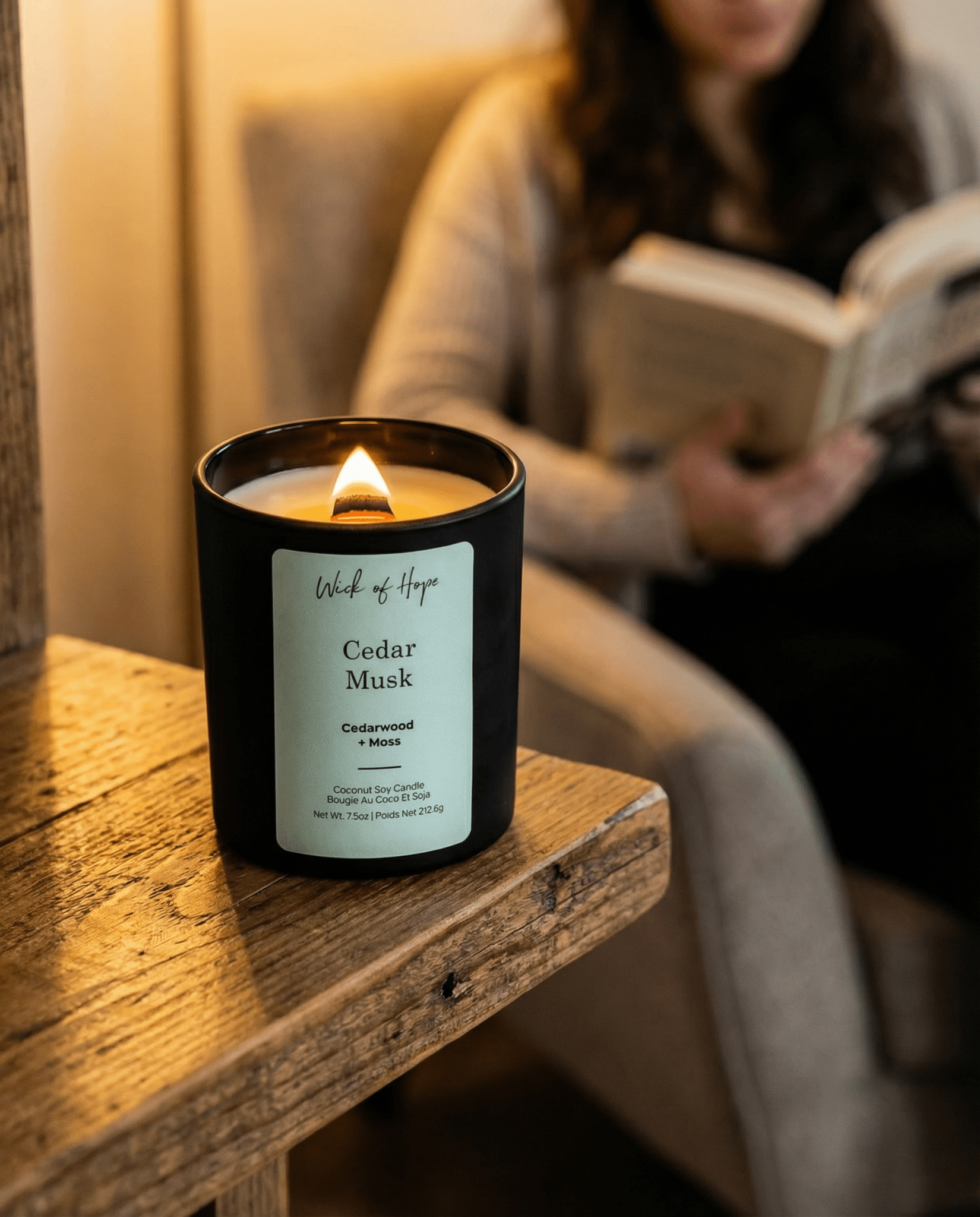 Cedar Musk Candle | Cedarwood + Moss - Wick of Hope