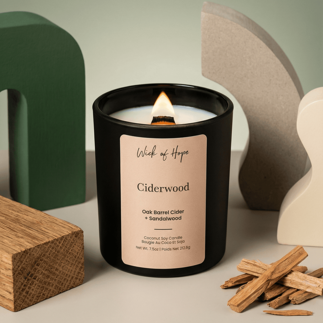 Ciderwood Candle | Oak Barrel Cider + Sandalwood - Wick of Hope