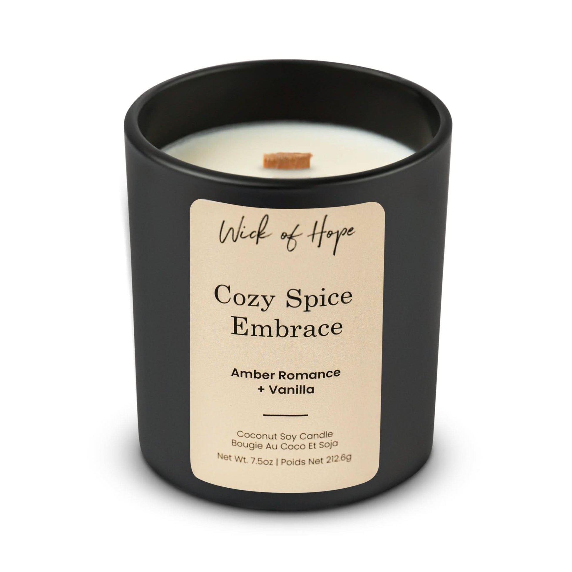 Cozy Spice Embrace Candle | Amber Romance + Vanilla - Wick of Hope