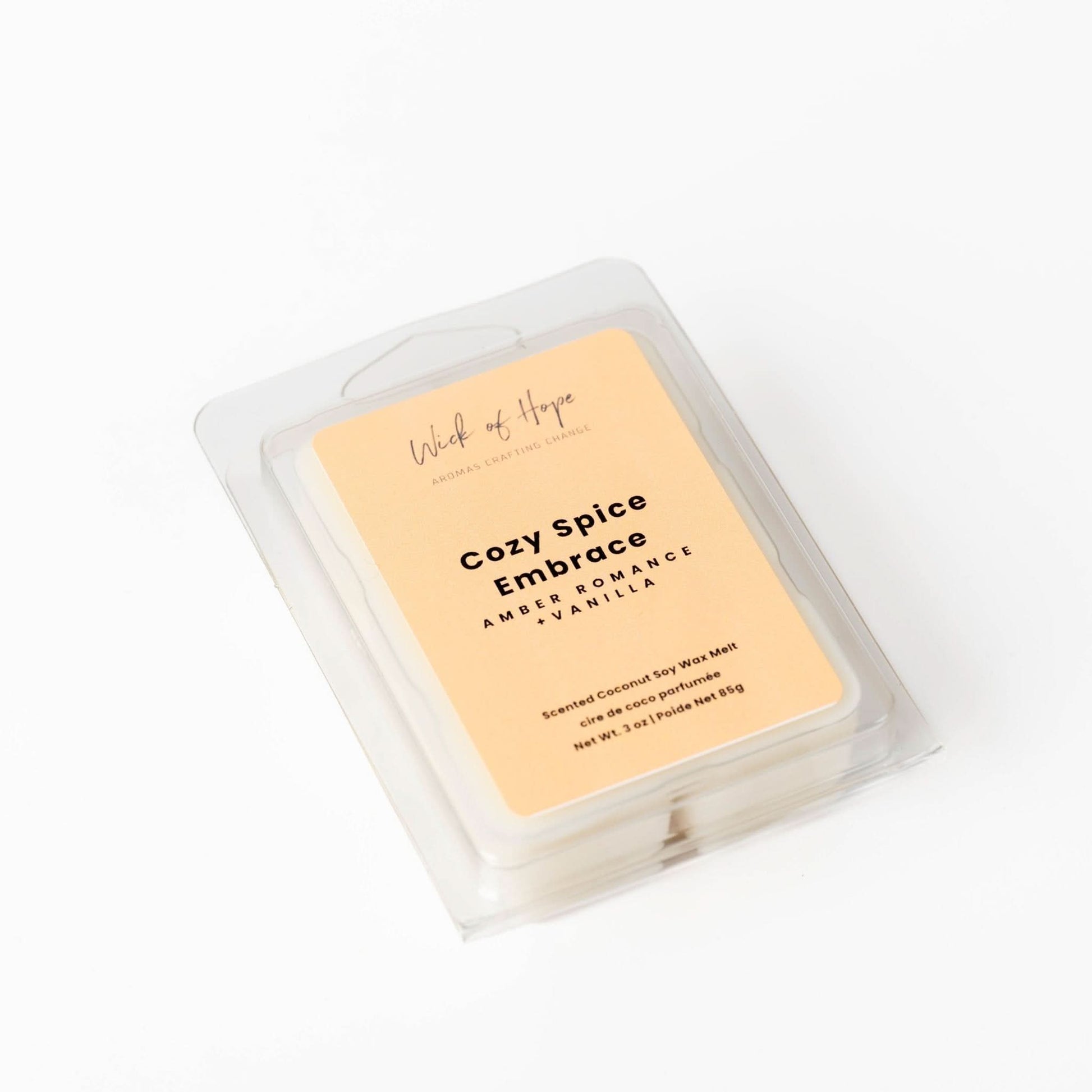 Cozy Spice Embrace Wax Melt | Amber Romance + Vanilla - Wick of Hope