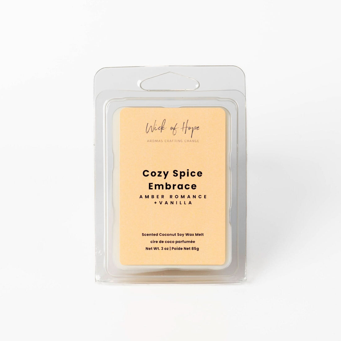 Cozy Spice Embrace Wax Melt | Amber Romance + Vanilla - Wick of Hope