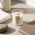 Crackle and Calm Mini candle, 3.7oz unscented coconut soy candle in clear glass