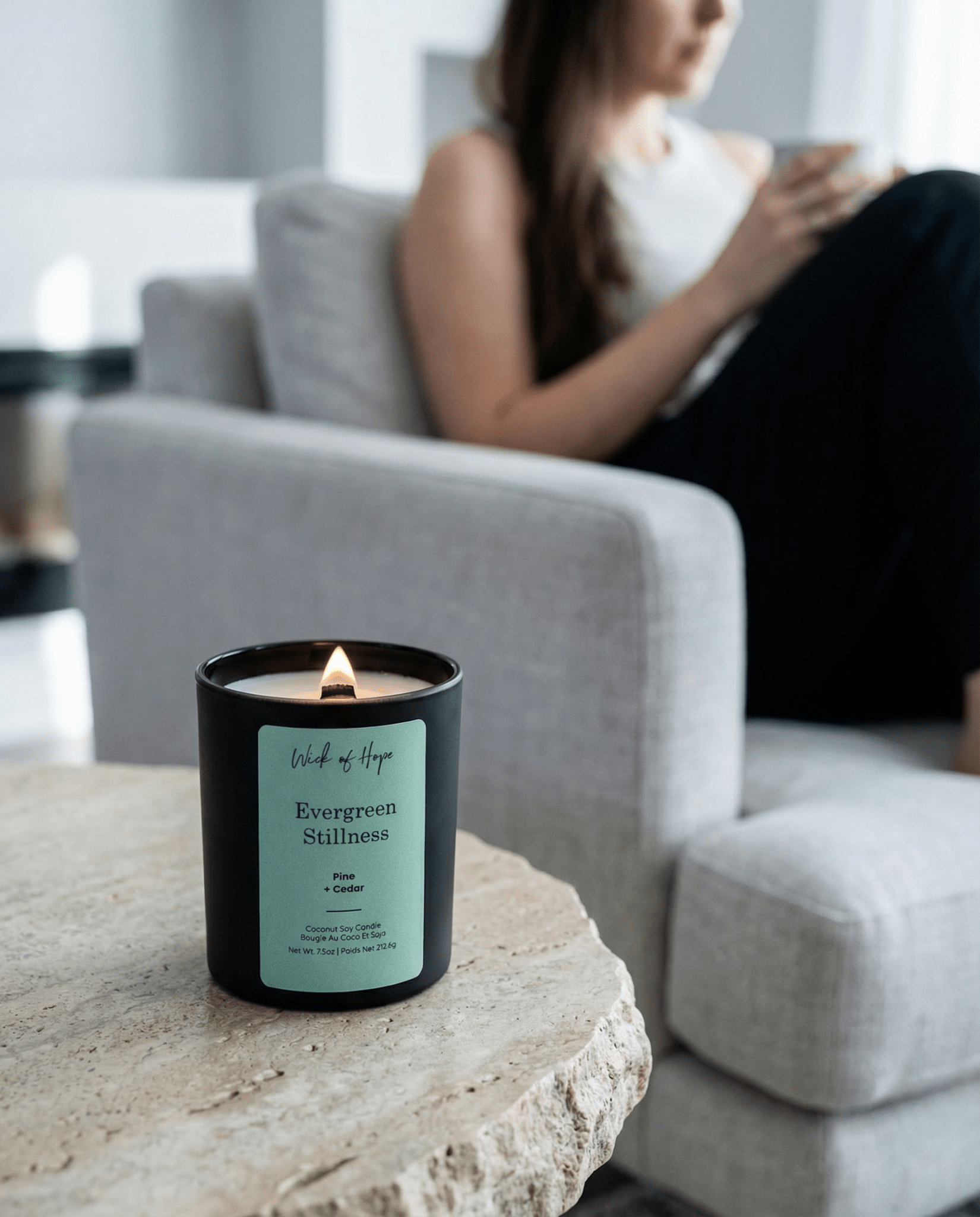 Evergreen Stillness Candle | Pine + Cedar - Wick of Hope