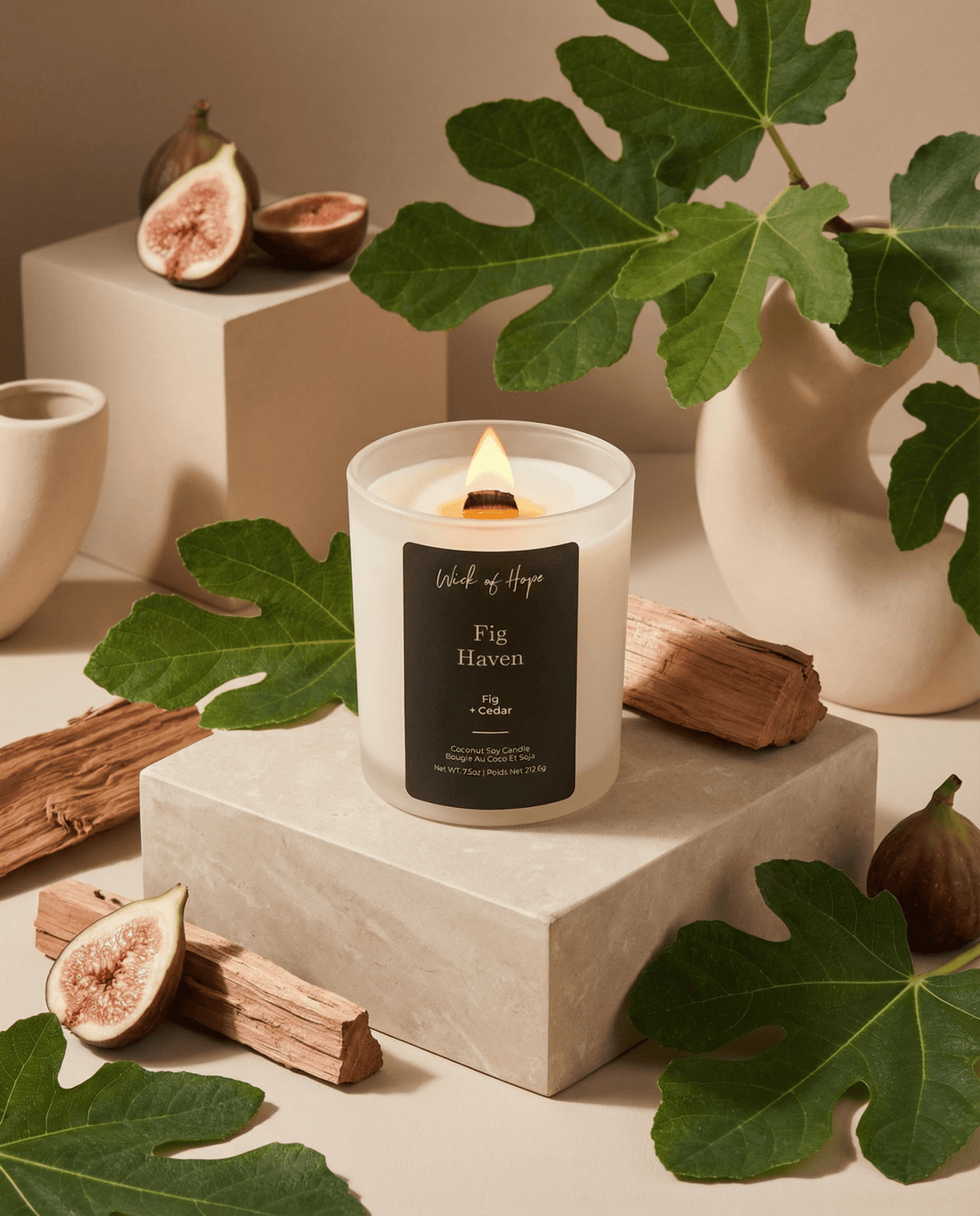 Fig Haven Candle | Fig + Cedar - Wick of Hope