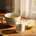 First Light Freshness Mini candle, 3.7oz green tea and pear coconut soy candle in clear glass