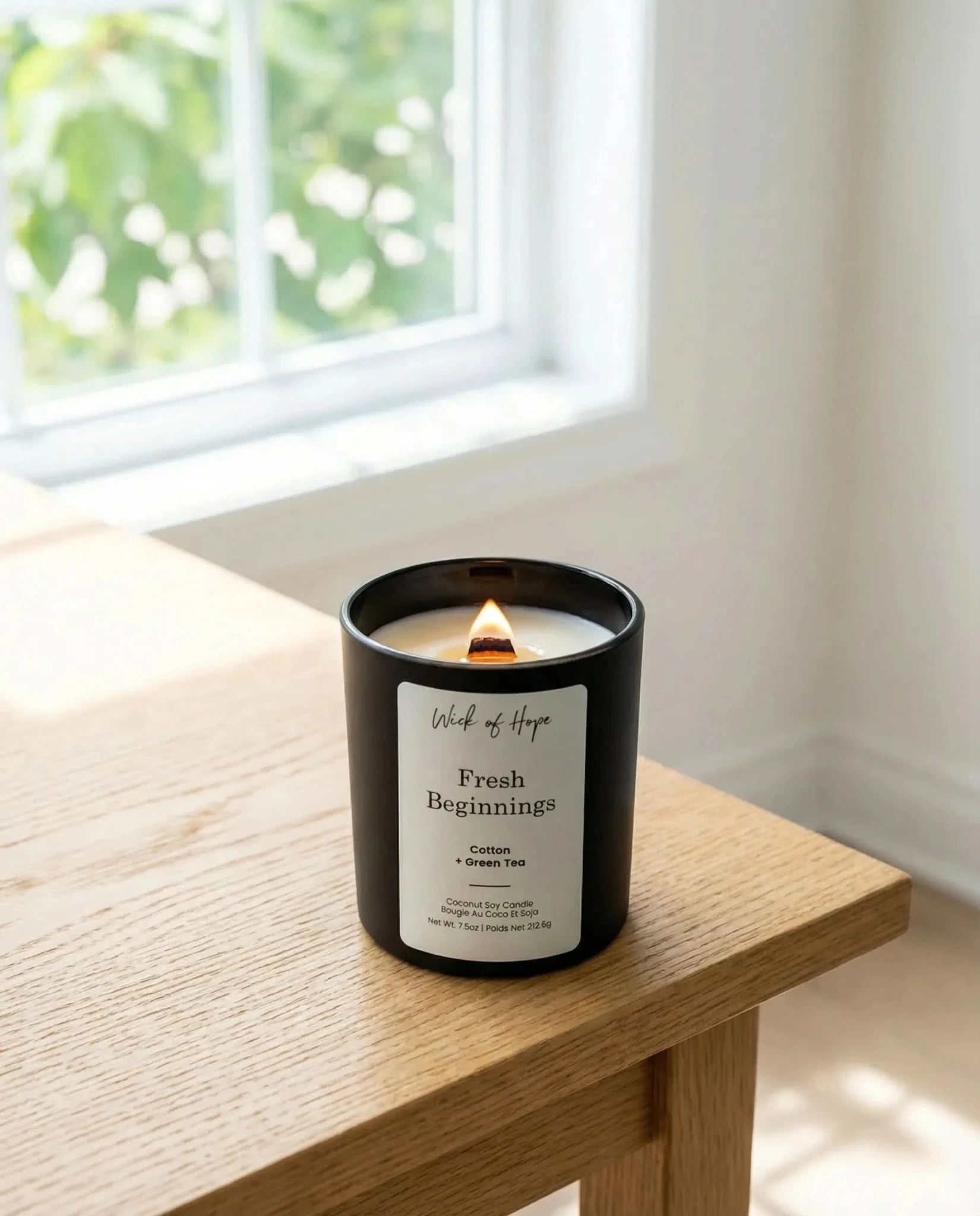 Fresh Beginnings Candle | Cotton + Green Tea - Wick of Hope