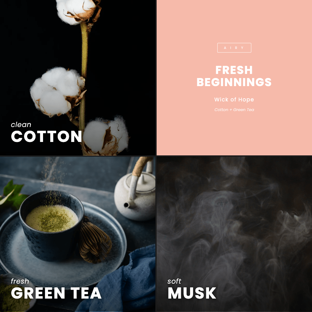 Fresh Beginnings Candle | Cotton + Green Tea - Wick of Hope