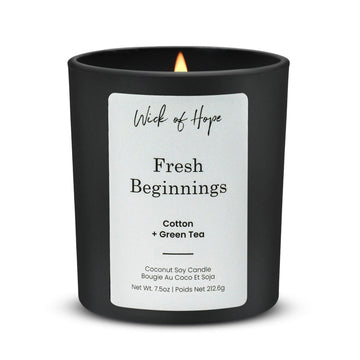 Fresh Beginnings Candle | Cotton + Green Tea - Wick of Hope