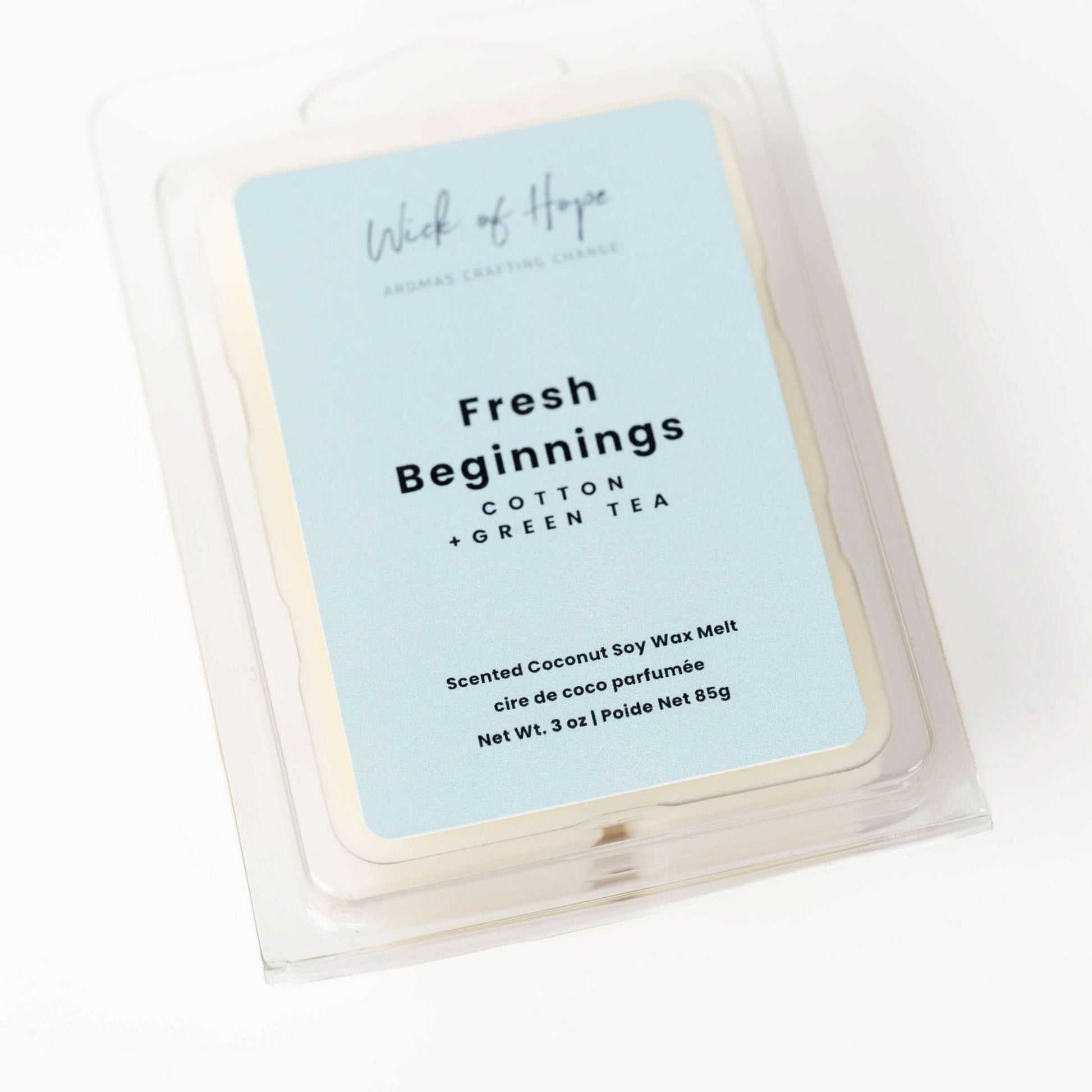 Fresh Beginnings Wax Melt | Cotton + Green Tea - Wick of Hope