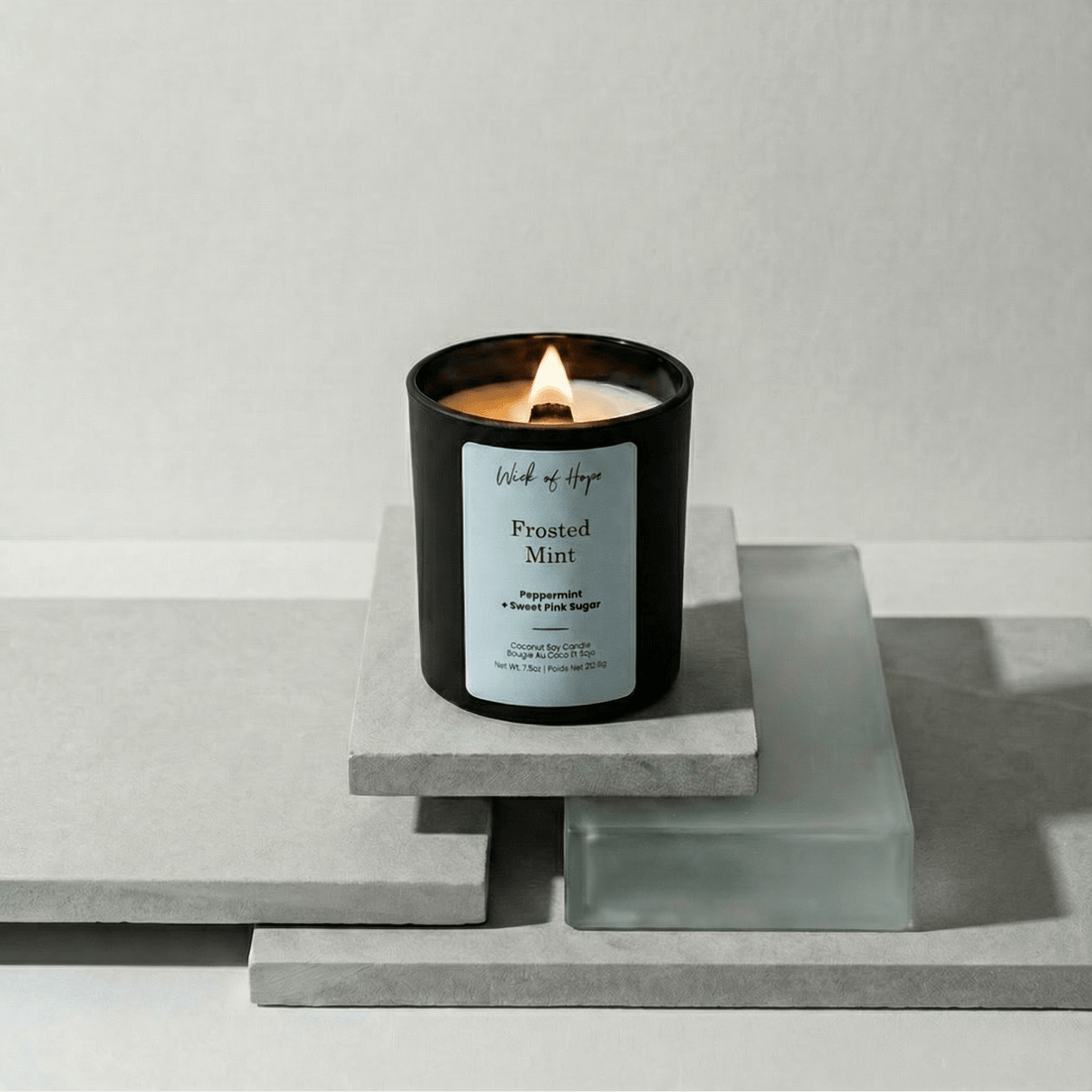 Frosted Mint Candle | Peppermint + Sweet Pink Sugar - Wick of Hope