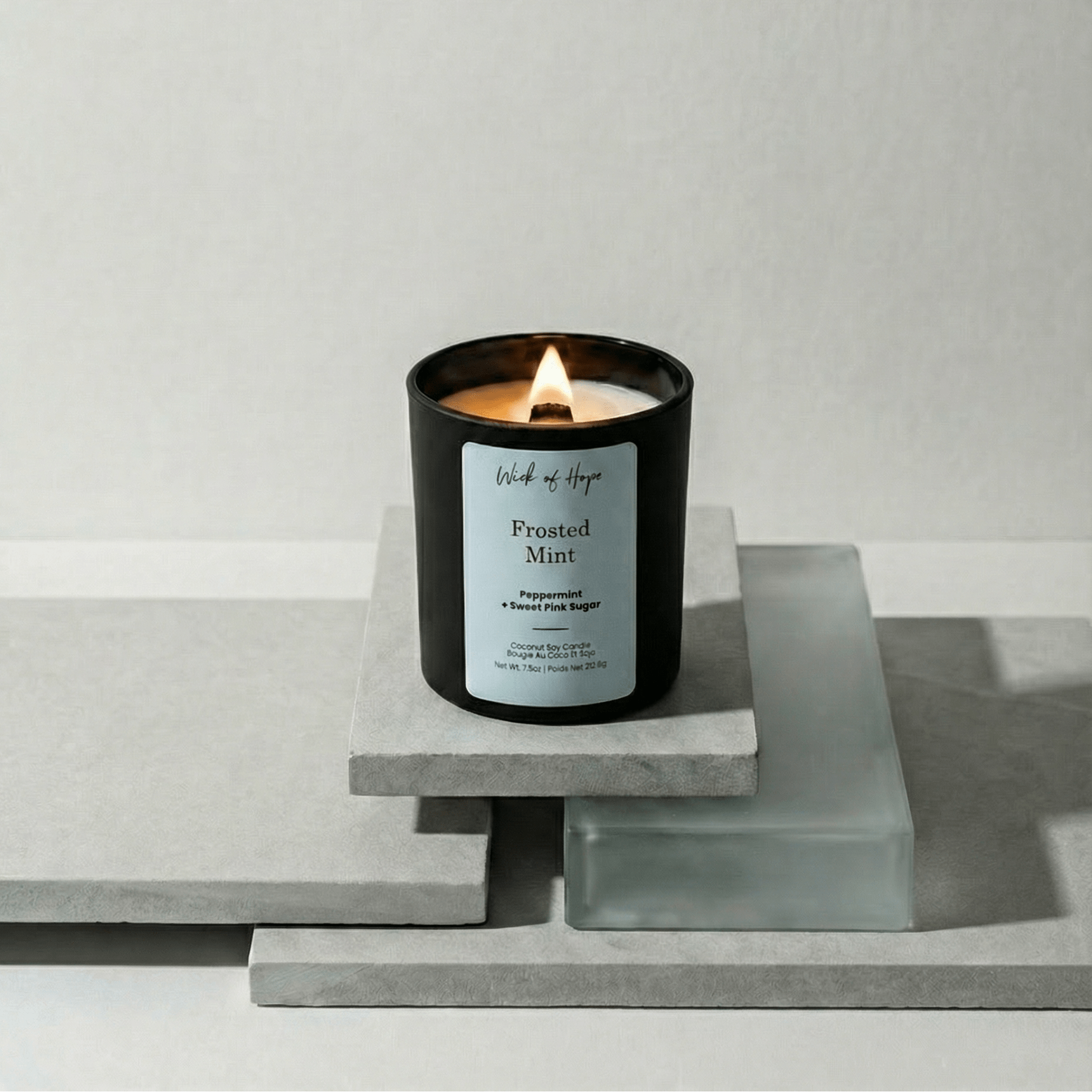 Frosted Mint Candle | Peppermint + Sweet Pink Sugar - Wick of Hope