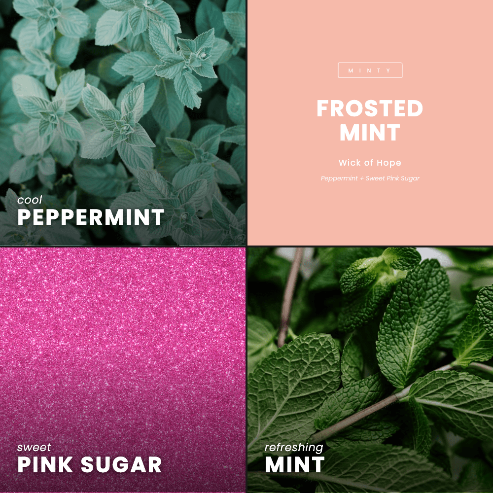 Frosted Mint Candle | Peppermint + Sweet Pink Sugar - Wick of Hope