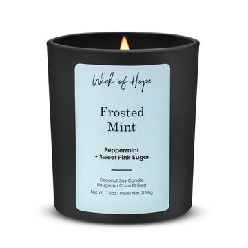Frosted Mint Candle | Peppermint + Sweet Pink Sugar - Wick of Hope