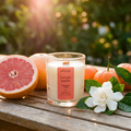 Last Light Laughter Mini candle, 3.7oz ruby grapefruit and tangerine coconut soy candle in clear glass