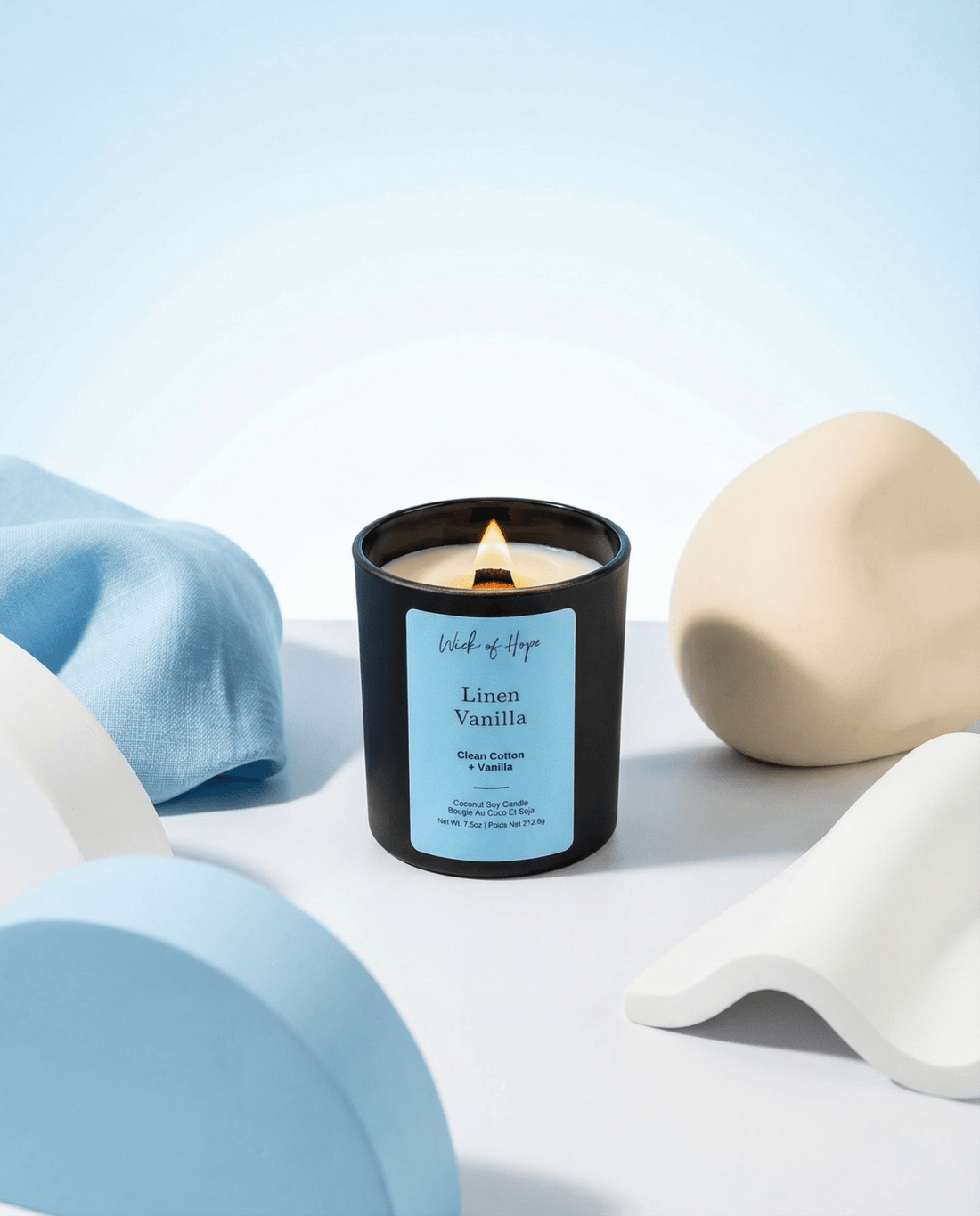 Linen Vanilla Candle | Clean Cotton + Vanilla - Wick of Hope