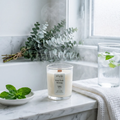 Minty Fresh Morning Mini candle, 3.7oz eucalyptus and spearmint coconut soy candle in clear glass