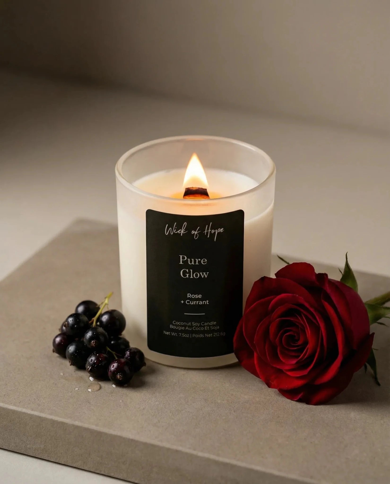 Pure Glow Candle | Rose + Currant - Wick of Hope
