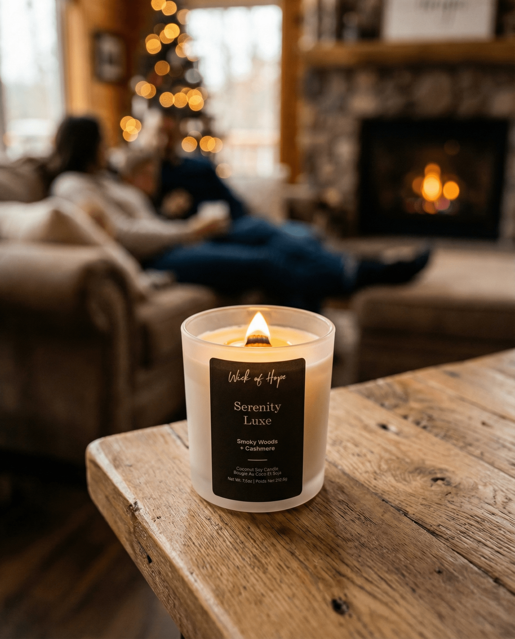 Serenity Luxe Candle | Smoky Woods + Cashmere - Wick of Hope