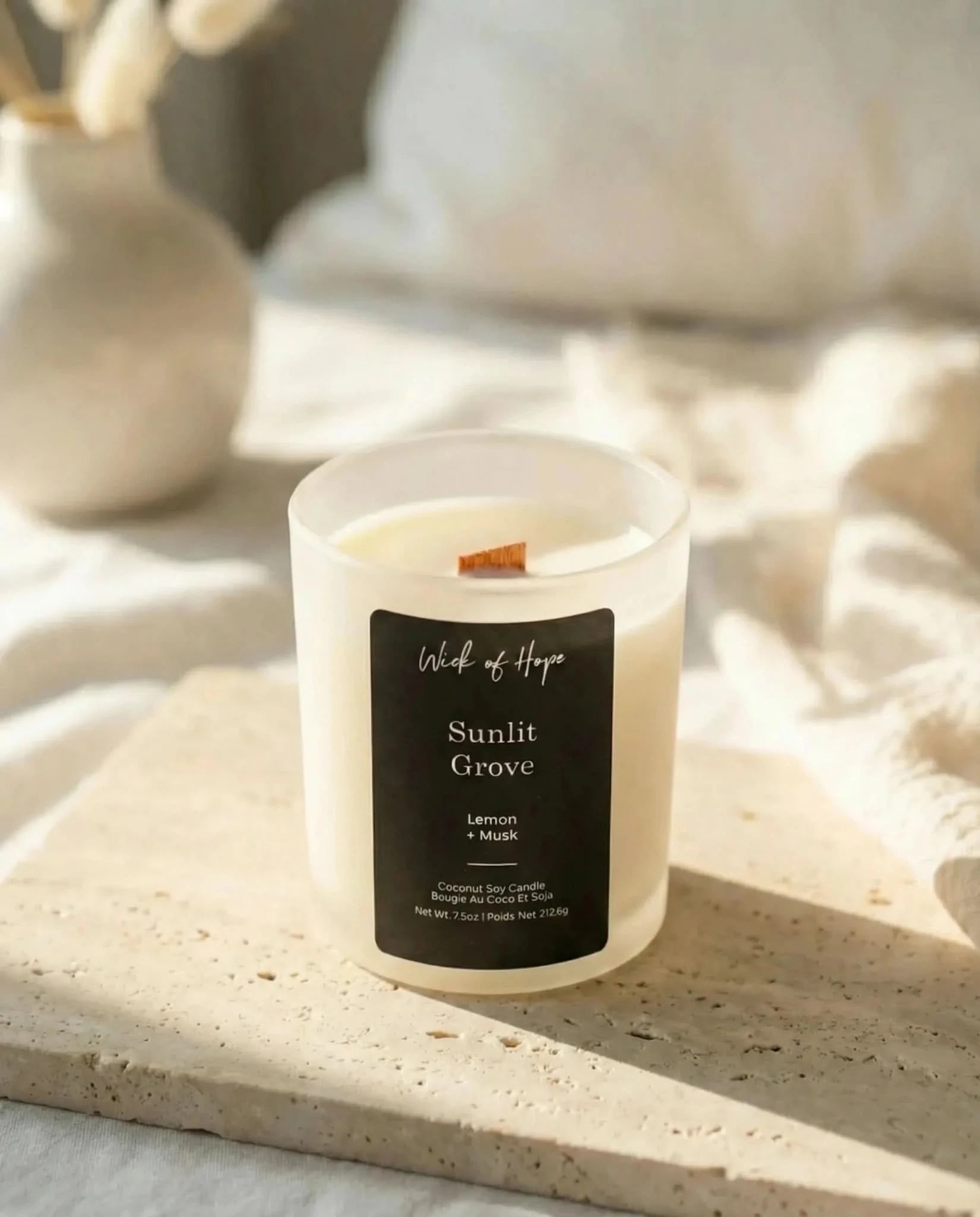 Sunlit Grove Candle | Lemon + Musk - Wick of Hope