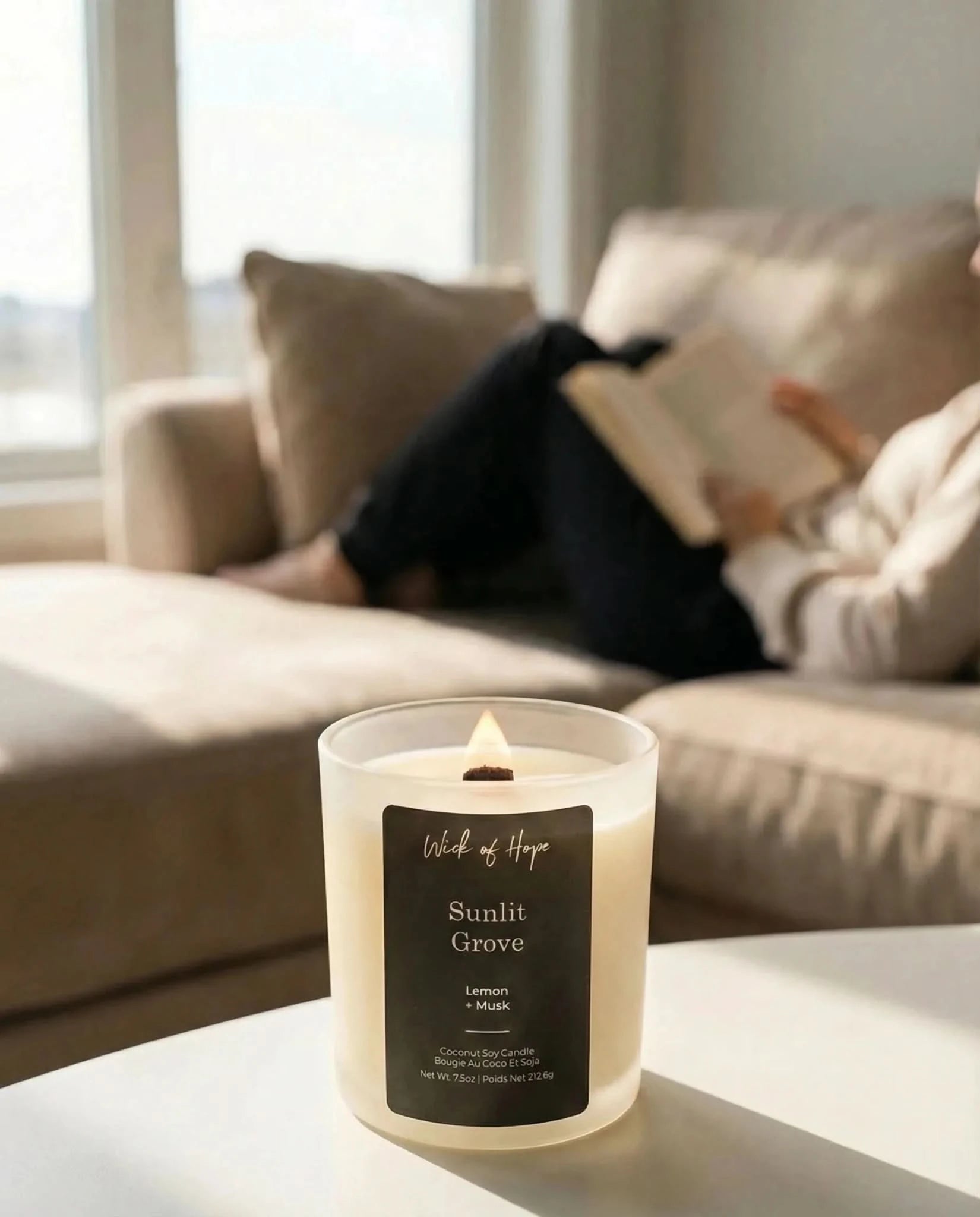 Sunlit Grove Candle | Lemon + Musk - Wick of Hope