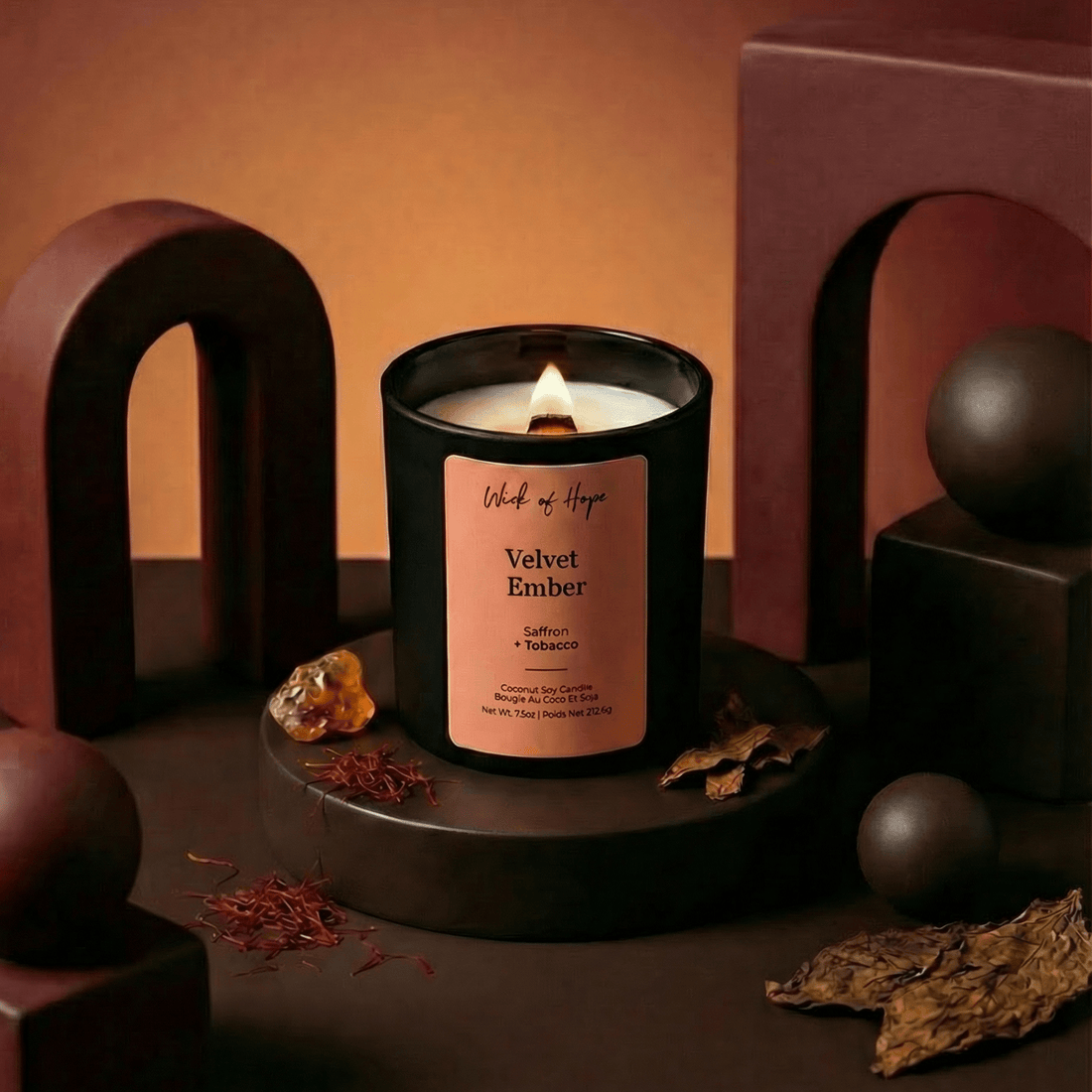 Velvet Ember Candle | Saffron + Tobacco - Wick of Hope