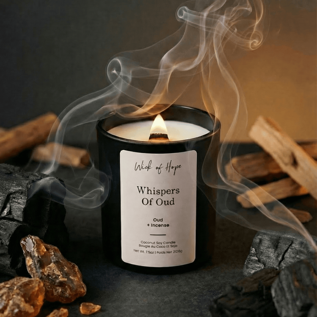 Whispers of Oud Candle | Oud + Incense - Wick of Hope