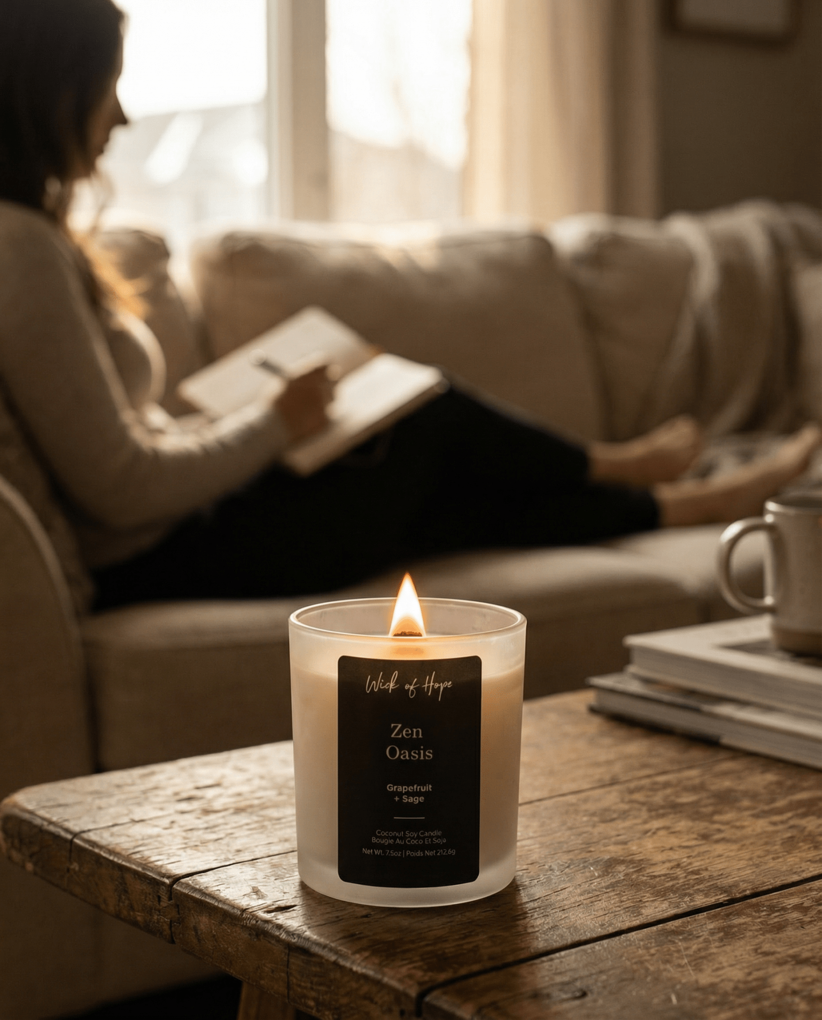 Zen Oasis Candle | Grapefruit + Sage - Wick of Hope