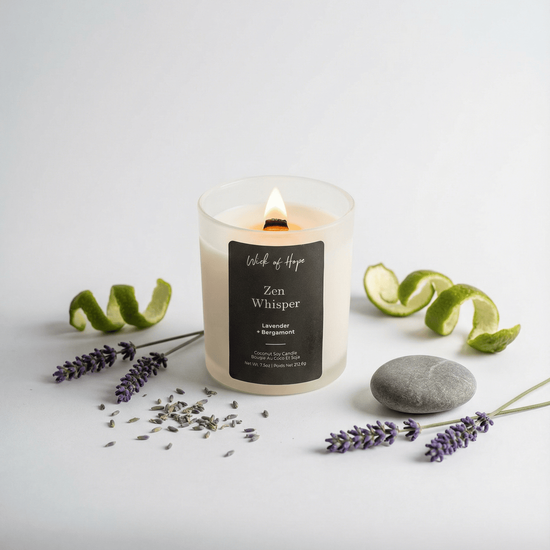 Zen Whisper Candle | Lavender + Bergamot - Wick of Hope