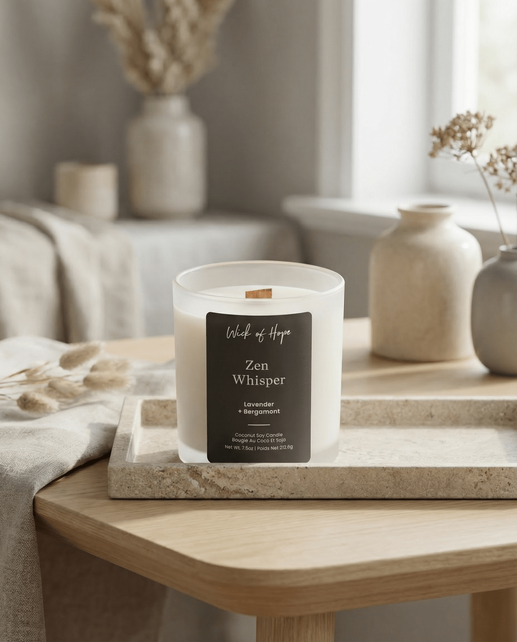 Zen Whisper Candle | Lavender + Bergamot - Wick of Hope
